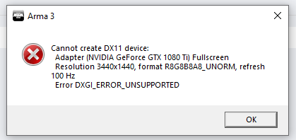 Arma 3 unable to init dxgi ошибка